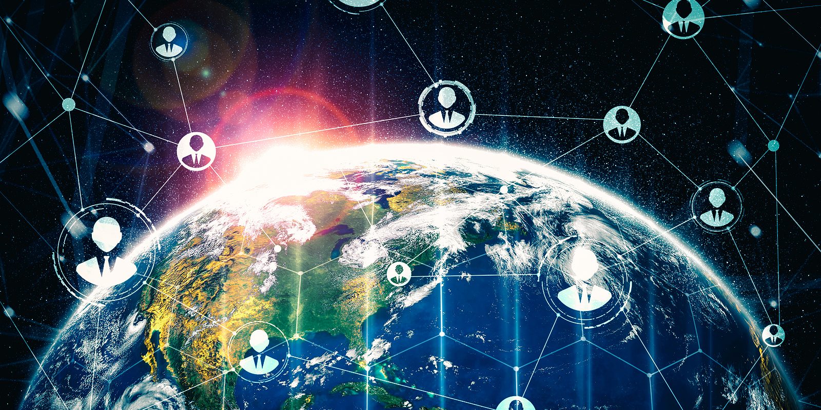 bigstock People Network And Global Eart 418615441