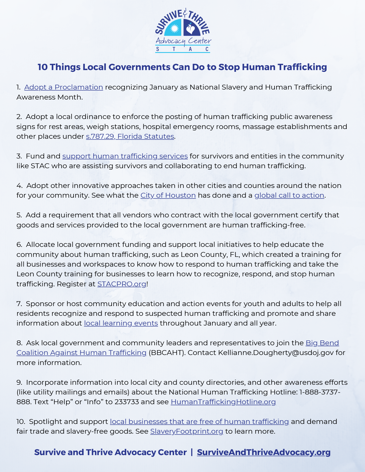 10 Things Local Governments Can Do to Stop Human Trafficking