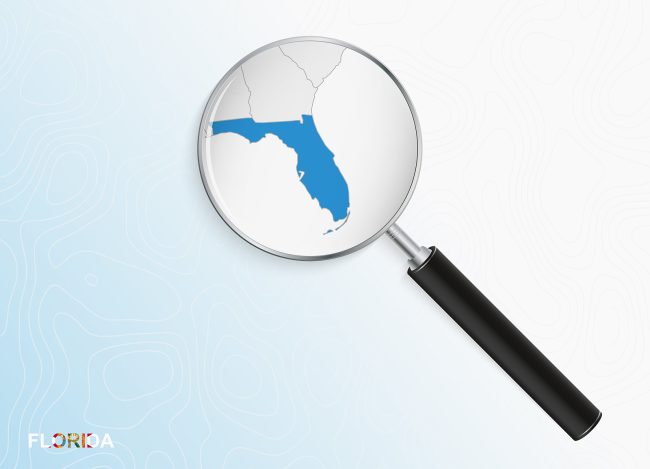 bigstock Magnifier With Map Of Florida 431186183