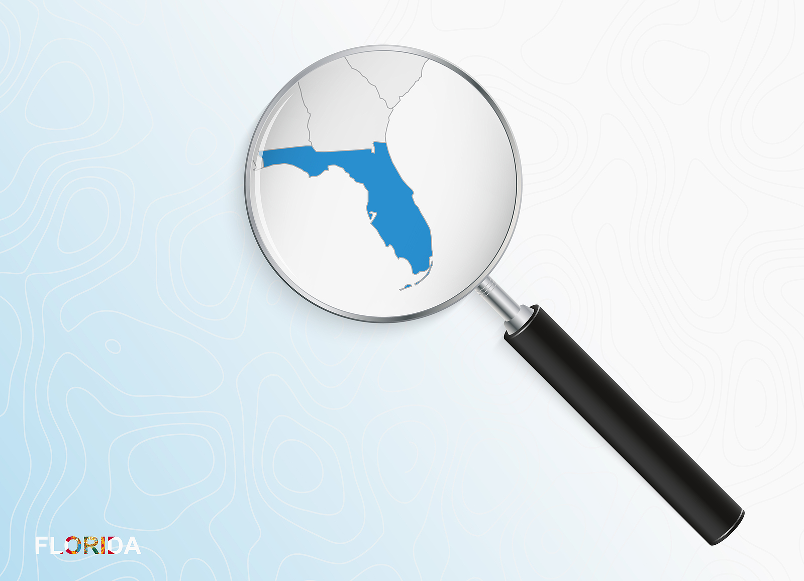 bigstock Magnifier With Map Of Florida 431186183